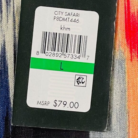 NEW Dkny 100% Linen Raw-Trim Asymmetrical Top Abstract Ikat Print Large - Picture 7 of 7